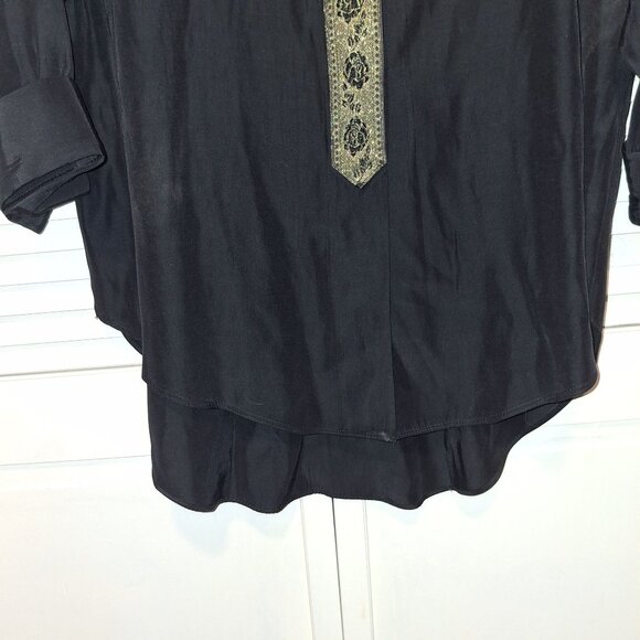 Vintage R&M Richards Black & Gold Embroidered Blouse Bling Retro Y2K Festival - Picture 6 of 10